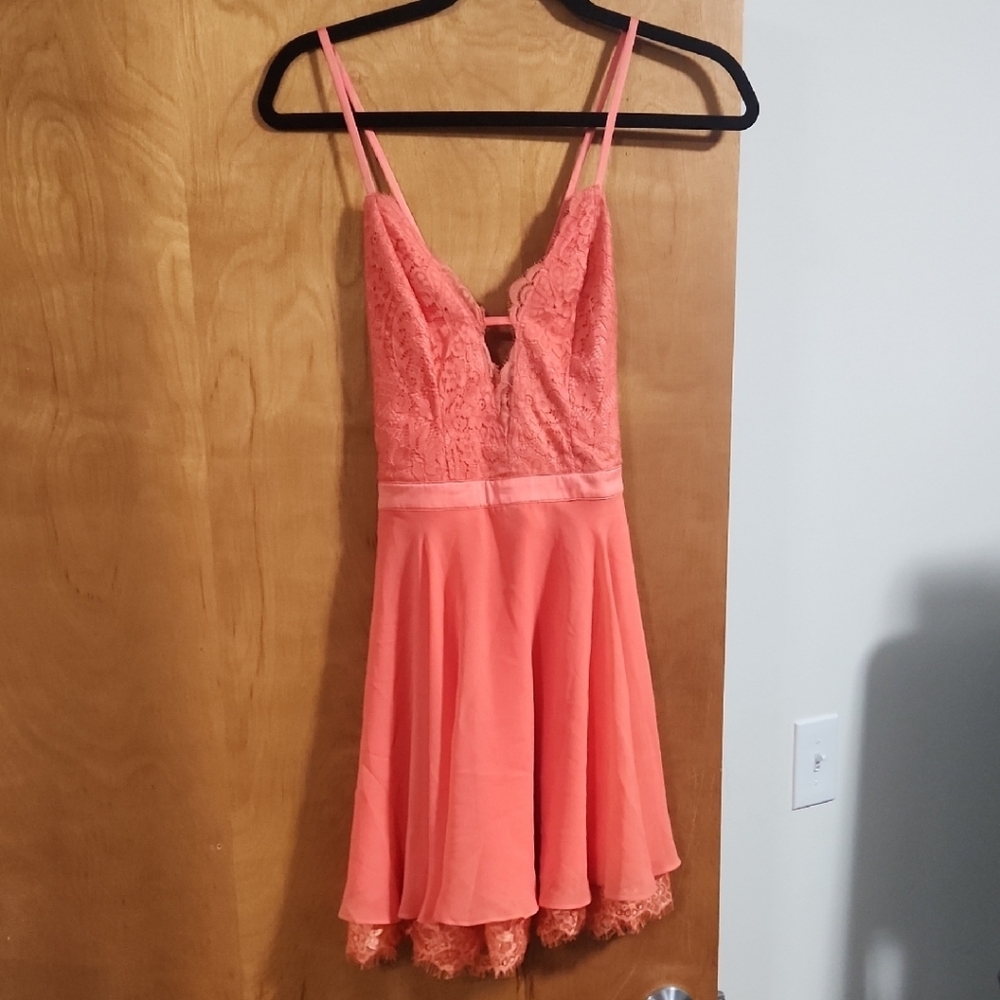 Bebe Coral Lace Skater Dress